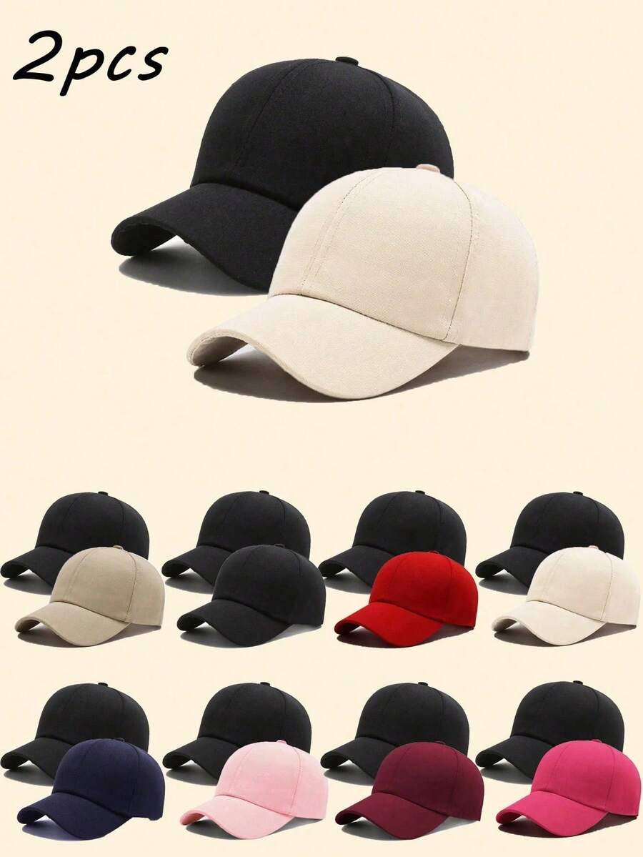 1pc Unisex Solid Color Minimalist Baseball Cap, Adjustable Sun Protection Casual Hat For Daily Wear, Spring/Autumn Travel, Valentine's Day, Fashion Versatile Y2K Style Youth Hat - A - View 1