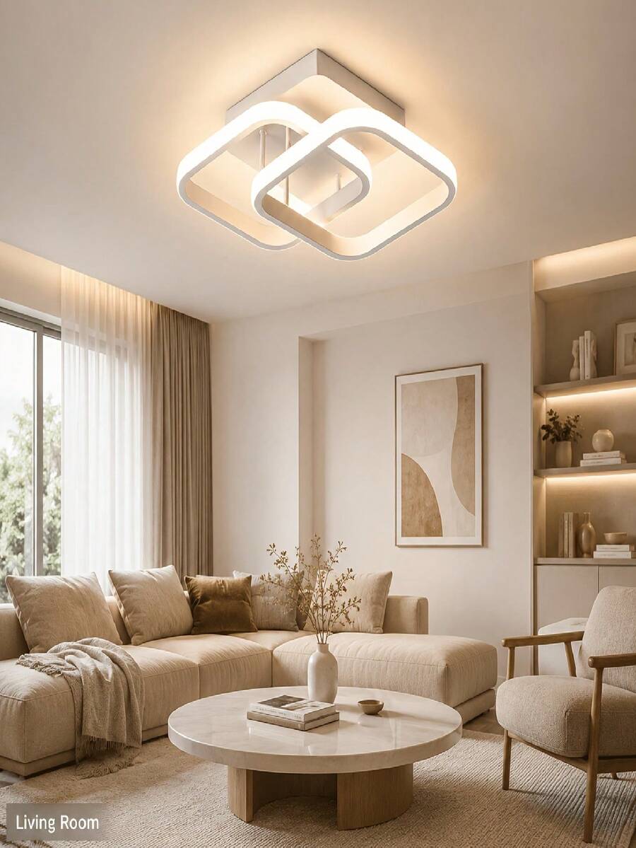White Square LED Ceiling Light, Recessed Flat LED Panel Light, Minimalist Indoor Lighting Fixture, Acrylic And Aluminum Alloy Shell, Easy Installation, Long-Lasting Brightness, Suitable For Hallway, Bedroom, Living Room, Kitchen, Office