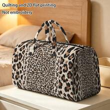 1pc RIDESAY Leopard Print Quilted Tote Bag - Lightweight & Foldable, Suitable For Travel, Gym And Beach Bag, Heat Transfer Quilted Rectangular Luggage Bag, Non-Food Contact, Suitable For Camping Storage, (Leopard Print) Gift, 2D Flat - Multicolor - View 2