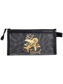 Aircraft-Themed Mesh Passport Pouch, Airplane Print, Transparent, Smooth Zipper, Lightweight Portable. Holds Passports & Tickets. Perfect For Trips. Practical Gift For Travelers To Store Receipts And Stationery Easily. Christmas Gift - Multicolor - View 11