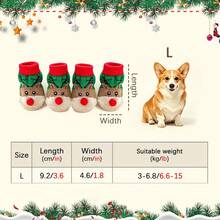 4 Pairs Christmas Dog Socks, Anti-Slip Anti-Dirt Pet Socks, Cute Reindeer Pattern, Soft Knitted Puppy Cat Paw Protection Covers, Indoor Wear, Suitable For Small Dogs And Cats - Multicolor - View 9
