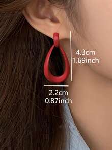 1 Pair Minimalist French Style Red Geometric Elegant Luxury Versatile Formal/Daily/Vacation Earrings For Ladies - Red - View 5