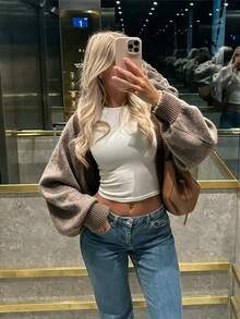 Women's Casual Cute Y2K Style Ribbed Cropped Minimalist Knit Cardigan Sweater, Suitable For Spring And Autumn Outfits, Back To School, Dates, Holidays, Long Sleeve Design - Maroon - View 3