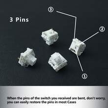 3-Pin Dustproof Hot Swappable White Mechanical Keyboard Switches, 30/50/90 Pcs Available, DIY Custom Keyboard Replacement Parts - View 7
