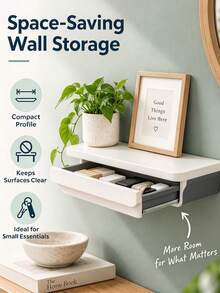 1pc Wall-Mounted Hidden Storage Shelf, Secret Wall Storage Box, Minimalist Floating Wall Shelf, Can Store Cash, Keys, Jewelry, Small Items, Sliding Cover Concealed Design, Suitable For Home, Bedroom, Entryway, Office Decor, Doesn't Take Up Desk Space, Home Essential, Home Storage Essential. - Multiple Styles - View 2