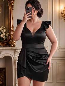 Plus Size Dresses - Black - View 1