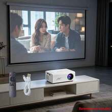 Mini Portable LCD Projector With Built-In Speaker + Matching Remote Control; Compatible With IOS / Android / Windows, USB Plug And Play, Perfect For Home Movie Watching And Large Screen Gaming, Easily Set Up Your Private Home Theater - Black - View 1