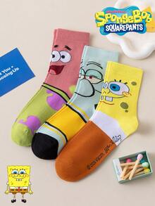 SpongeBob SquarePants 6/3/1 Pair SquarePants Men's Socks, Funny Cartoon Mid-Calf Socks, Winter - Multicolor - View 4
