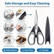 Multifunctional Household Scissors, Heavy Duty Stainless Steel Kitchen Shears With Blade Guard And Soft Grip Handle, Suitable For Poultry, Chicken, Fish, Herbs, Nuts, Home Cutting Scissors - Heavy-duty Scissors - View 4