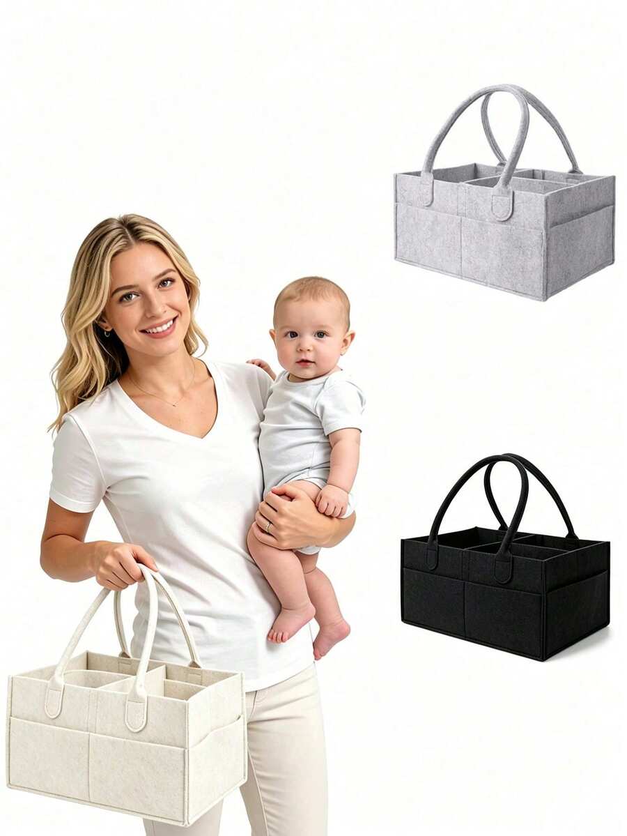 1件裝嬰兒尿布包 嬰兒收納包 必需品 尿布收納籃 嬰兒尿布儲物用品 嬰兒洗禮用品 嬰兒收納籃 中性嬰兒房裝飾 灰色 特大號