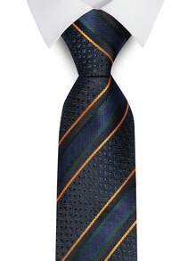 AlanKing Premium Multi-Color Striped Textured Fashion Classic Daily Men's Tie, Men's Suit Professional Attire, Exquisite Embroidery, Fashion Accessory - Color Mixing - View 10