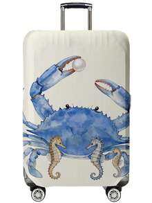 1pc Blue Shell,Starfish,Octopus Print Luggage Cover, Fits 18-32 Inch Suitcases. Stretchable, Scratch-Proof & Dustproof, Stylish Decoration For Luggage - Multicolor - View 14