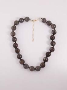 1pc Bohemian Style Round Geometric Plastic Acrylic Beaded Rope Knotted Necklace, Handmade Jewelry Gift For Women, Everyday Wear - Multicolor - View 62