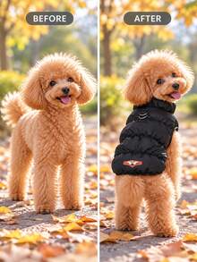 3-Layer Warm Dog Coat, Suitable For Small And Medium Dogs, Autumn And Winter Pet Jacket, Fits Poodle, Bichon Frise And Yorkshire Terrier, Daily Cold Weather Clothing, 8 Colors Available - Black - View 4
