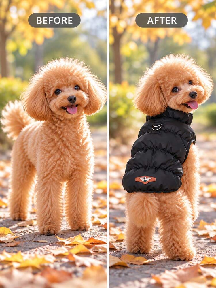3層保暖狗外套，適合小型犬與中型犬，秋冬寵物夾克，適用於貴賓犬、比熊犬與約克夏梗，日常寒冷天氣衣物，8色可選 - 黑色 - 查看 4