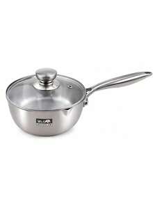 304 Stainless Steel Milk Pot Extra Thick 3-Layer Steel Multi-Function Cooking Pot With Glass Lid, Suitable For Cooking Noodles, Soup, Oatmeal, Baby Food, Compatible With All Stoves, Kitchen Cookware - View 8