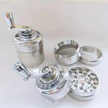 3 Sizes Available, Metal Silver Hand Crank Grinder, Metal Grinder With Handle, Smoking Accessories Grinder - View 4