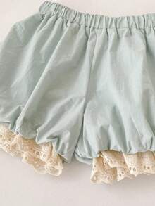 Summer New Children's Clothing, Girls' Outfit, Big Bow Print Camisole Top + Floral Bud Shorts 2-Piece Set, New Style - Baby Blue - View 11