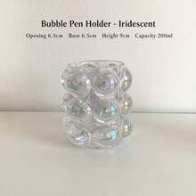 Multi-Purpose Transparent Crystal Glass Pen Holder Decorative Item - Spherical Bucket Makeup Brush Storage Box, Suitable For Dressing Table, Pen Holder, Candle Holder (2.5*2.5*3.5 Inches). Transparent, Colorful, Amber, Smoke Gray. - View 9
