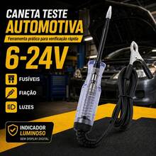 Testador de Circuito Automotivo 6-24V Caneta Teste com Garra Jacaré para Fusíveis Fiação Luzes e Soquetes - Multicolorido - Visão 11