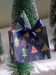 10pcs/Set Christmas Gold Foil Square Gift Box/Creative Candy Gift Box - High-End Printed Christmas Tree Gift Box - View 9
