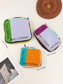 3pcs Colorful Patchwork Storage Bag Set, Multi-Color Travel Storage Bags, Lightweight Nylon Rainbow Patchwork Luggage Organizer Set - Multicolor - View 3