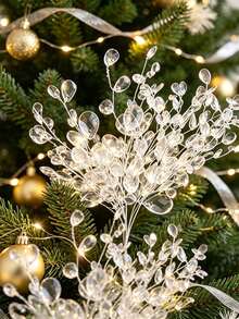 24/10/2pcs Wedding Bride Holding Flower Decoration, Sparkling Christmas Tree Decoration, Rhinestone Crystal Simulation Flower Decoration, Suitable For Bride Bridesmaids, Church Weddings, Christmas Parties, Banquet Decoration - Multicolor - View 3