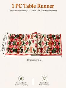 2 Styles Christmas Gingerbread House & Nutcracker Table Runner, Nutcracker Gingerbread House/Gingerbread Candy House Pattern Printed Table Runner, Christmas Dining Table Party Decoration, Long Table Runner - Multicolor - View 7