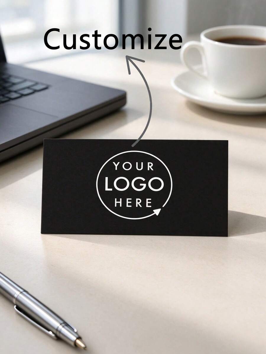 Custom Matte Black Logo Cards, 20/100pcs - Personalized Business & Birthday Gift Cards With Custom Messages - Black - View 1