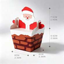 10pcs/Pack Christmas Party Gift Candy Cookie Baking Paper Boxes With Handles, Decorative Boxes For Christmas Room Decor - View 11