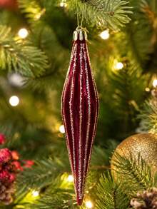 12pcs Set - 6 Inch Burgundy Velvet Christmas Ornaments And Christmas Balls, Shatterproof Surface Design, Suitable For Weddings, Holiday Parties And Christmas Tree Decoration, Suitable For Indoor And Outdoor Decor. - Wine Red - View 6