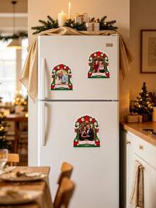 Custom Personalized Photo Christmas Fridge Magnets, Personalized Name Family Photo Fridge Stickers, Custom Holiday Commemorative Decorations, Christmas Gifts For Couples And Families, Home Holiday Decoration Magnets, Kitchen Decor, Home Decor, - Multicolor - View 5