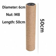 1pc-Natural Jute Cat Scratching Post, Ginger Yellow, Multiple Sizes, Sisal Pole Stable Base Anti-Tip, Cat Claw Care Toy For Kitten & Adult Cats, Furniture Protector - Multicolor - View 5