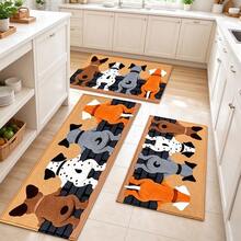 1pc Kitchen Floor Mat, Soft Faux Cashmere Material, Anti-Slip Dog Mat, Bathroom Door Mat, Kitchen Anti-Slip Mat, Entryway Door Mat, Bedroom Door Mat, Suitable For Multiple Scenes Anti-Slip Floor Mat, Room Decor, Holiday Gift - Multicolor - View 2