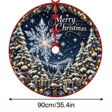 1件深藍色星空大雪花圖案聖誕樹裙，優雅配色節日裝飾，5種尺寸，中性節日禮物，適用於居家與派對聖誕家居裝飾 - 深藍星空大雪花 - 查看 13