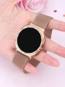 Loop 磁吸米蘭式錶帶 + 鑲鑽錶殼，相容 Galaxy Watch9/8 40mm 44mm 機型，柔軟透氣貼合可調節金屬網狀錶帶，時尚奢華防摔硬 PC 錶殼，適合 Galaxy Watch 女性休閒運動商務派對錶帶與錶殼套裝，易佩戴、舒適耐用 - 米蘭錶帶+鑲鑽錶殼-玫瑰金 - 查看 4