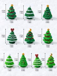 5/10pcs Mini Resin Christmas Tree Figurines, Assorted Miniature Christmas Trees With Star Heart Moon Decorations, Christmas Village Dollhouse Accessories, Winter Tabletop Decor, DIY Craft, Shelf & Holiday Home Decorations - A - View 7
