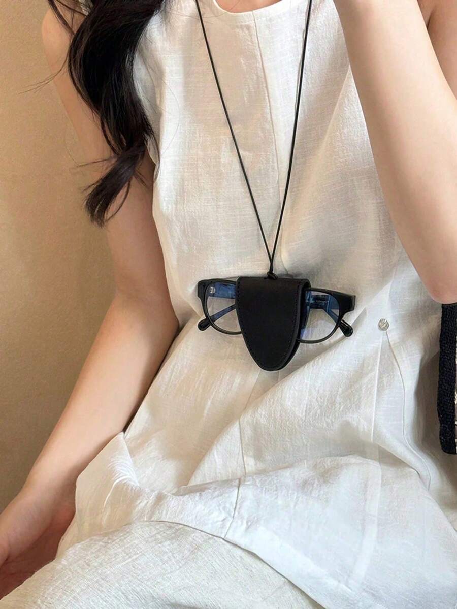 1件式磁吸時尚眼鏡旅行收納袋附手柄，含項鍊，極簡非磁性時尚眼鏡/放大鏡夾，便攜旅行時尚眼鏡收納袋，時尚眼鏡配件，適用時尚眼鏡、閱讀眼鏡、近視眼鏡、低視力眼鏡，中性款，開學季後背包旅行必備，海灘夏季旅行配件，假期學校用品，時尚眼鏡盒，女款