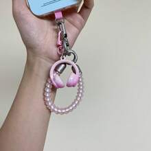 1件女用耳機鑰匙圈腕帶，彈簧防丟掛繩，T型手機殼掛繩配件，送給女性的禮物 - 耳機彈簧繩手機掛繩 - 查看 7