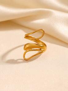 4pcs/Set Women's Gold Minimalist Geometric Open Rings, Asymmetrical Unique Design, Suitable For Daily Wear And Party - Gold - View 8