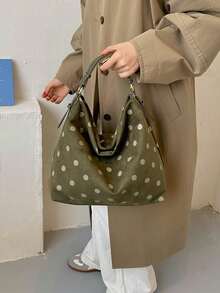 Vintage Women's Shoulder Tote Bag, Minimalist Versatile Design Suitable For Commuting, School And Shopping - Green - View 4