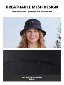 CAMEL CROWN Japanese Style Reversible Bucket Hat, Unisex Casual Sun Hat, Large Head Circumference, Versatile Bucket Hat, Suitable For Men And Women, Also Suitable For Bald Heads - Black - View 3