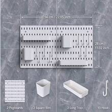 1/2/3/4/6pcs Pegboard Storage Rack, Wall-Mounted Organizer, No Drilling Space-Saving, Suitable For Bedroom, Dorm, Kitchen, Bathroom And Home, Cosmetics, Jewelry And Daily Supplies Storage Rack, Upgraded Thickened Design - White - View 8