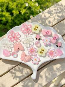 20pcs Multi-Color Floral, Bow, Star Fashion Shoe Charms, Suitable For Beach Garden Shoes, Perfect Choice For Birthday Gifts And Party Favors, Shoe Decorations - Multicolor - View 3
