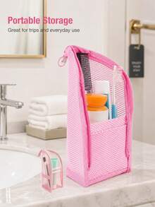 Black And White Plaid Toiletry Storage Bag, Multi-Functional Portable Hanging Organizer, Used For Sorting Toiletries, Waterproof And Moisture-Proof Bathroom Essential, Travel Necessity, Suitable For Beach Use, Cosmetic Storage - Multicolor - View 9