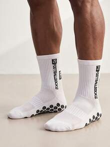 Driftmere 1/3 Pairs Mens Football Crew Socks, White FS Color Block Soccer Socks, Anti Slip Silicone Grip, Breathable Moisture Wicking Sports Socks - Multicolor - View 8