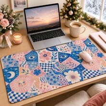1pc Vintage Celestial Floral Checkered Desk Mat, Multi-Purpose Vanity Table Protector, Nail Art Mat, Large Desktop Mouse Pad For Women Bedroom & Office, S/M/L/XL - View 14