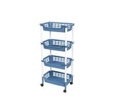 Carro de cocina 4 niveles con ruedas y freno para facilitar su movilidad y transporte. Realizado en plástico. Fácil de montar. Ideal para almacenar frutas y verduras. T - Azul - Ver 1