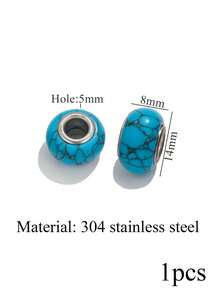 1-Piece 304 Stainless Steel Charming Large-Hole Natural Stone Bead Necklace And Bracelet DIY Jewelry Kit - beads - View 7