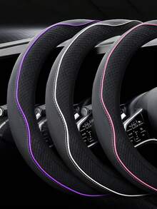 Elastic No‑Inner‑Ring Steering Wheel Cover,15Inch Microfiber Leather Diamond Embossed Car Steering Sleeve,Breathable Anti‑Slip Auto Protector With Color Piping,Fits 37‑38cm Steering Wheel,Multi‑Color Universal Car Interior Accessory - Multicolor - View 11